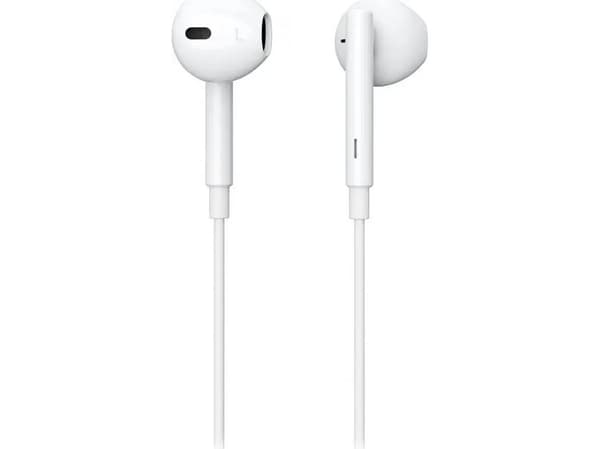 eSTUFF - Ørepropper med mikrofon - ørepropp - kablet - Lightning - hvit - for Apple iPhone (Lightning)