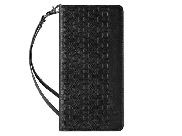 Magnet Strap Case iPhone 14 Pro Max flip cover lommebok mini lanyard stativ sort
