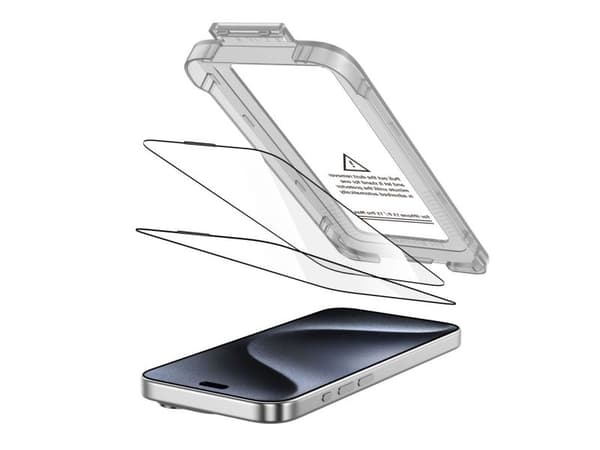 Herdet glass TECH-PROTECT QUICK SET+ 2-pakk til iPhone 15 Pro black