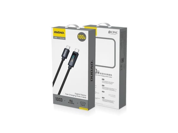 Dudao L7C USB-C - USB-C 100W kaapeli LED-näytöllä 1m - musta - musta
