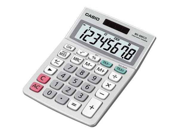 Casio MS-88ECO - Skrivbordskalkylator - 8 siffror - batteri, solcellspanel