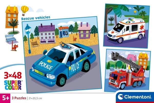 Clementoni pussel Noli Rescue Vehicles, 3x48 bitar