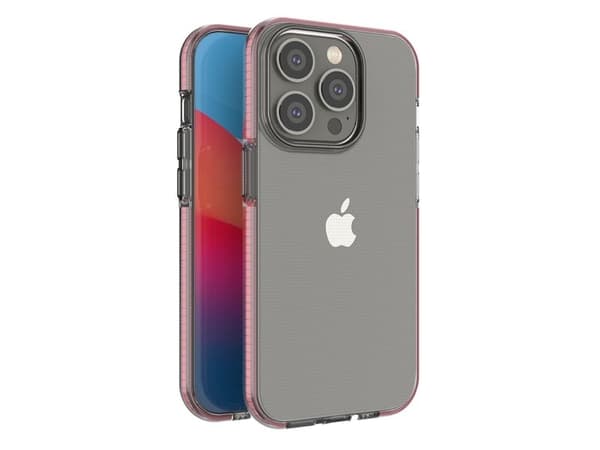 Spring Case-deksel til iPhone 14 Pro silikondeksel med ramme lys rosa