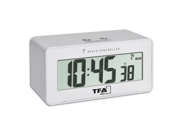 TFA Change - Alarmklokke - rektangulær - elektronisk - skrivebord - hvit