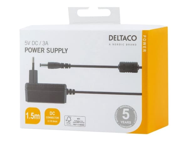 DELTACO - Strömadapter - AC 100-240 V - svart
