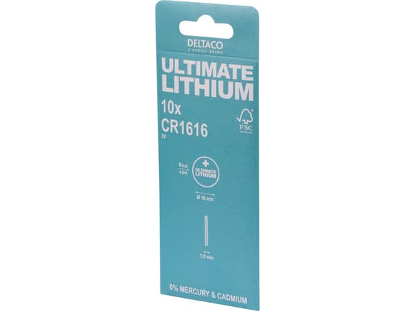 DELTACO Ultimate - Batteri 10 x CR1616 - Li