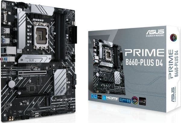 ASUS PRIME B660-PLUS D4, Intel, LGA 1700, Intel® Celeron®, Intel® Core™ i3, Intel® Core™ i5, Intel® Core™ i7, Intel® Core™ i9,..., LGA 1700, DDR4-S...