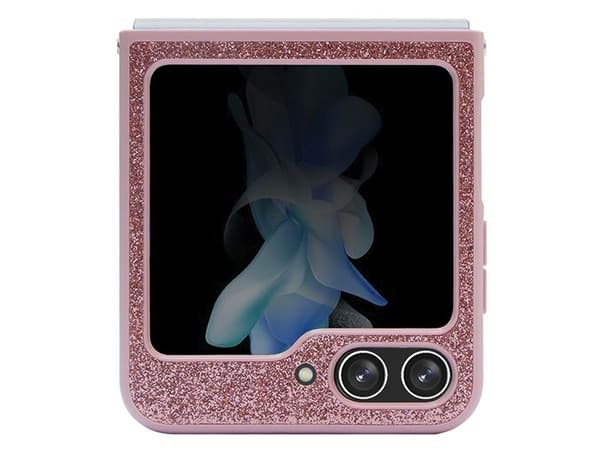 Guess Glitter Script-deksel til Samsung Galaxy Z Flip 5 - rosa