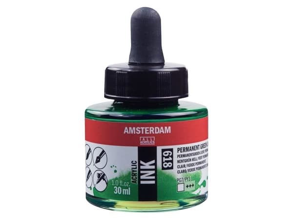 Amsterdam Acrylic Ink Bottle Permanent Green Light 618