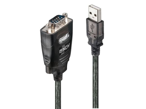 Lindy 42686, Sort, 1,1 m, USB Type-A, DB-9, Hanstik, Hanstik