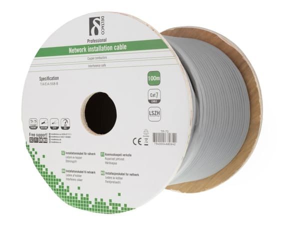 DELTACO TP-70 - Samlet kabel - 100 m - SFTP - CAT 7 - grå