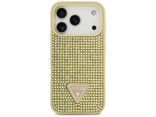 Guess Rhinestone Triangle Logo iPhone 17 Pro Case - Gold