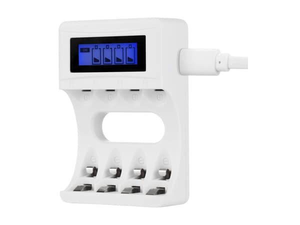 DELTACO - 4-6 t batterilader - (for 4xAA/AAA) - hvit