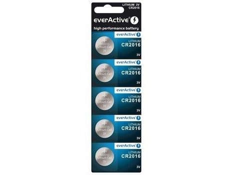 Everactive CR20165BL, Engangsbatteri, CR2016, Lithium, 3 V, 5 stykker, 75 mAh