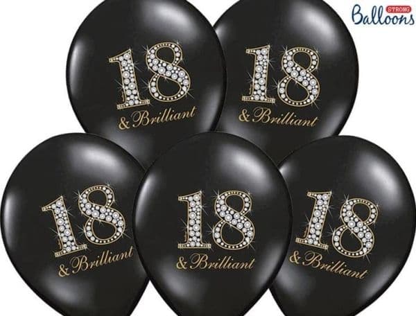 Ballon 18 & Brilliant sort og guld
