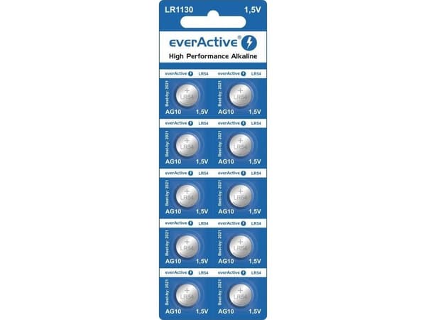 Everactive EVAG10, Engångsbatteri, LR1130, Alkalisk, 1,5 V, 10 styck, 5 År