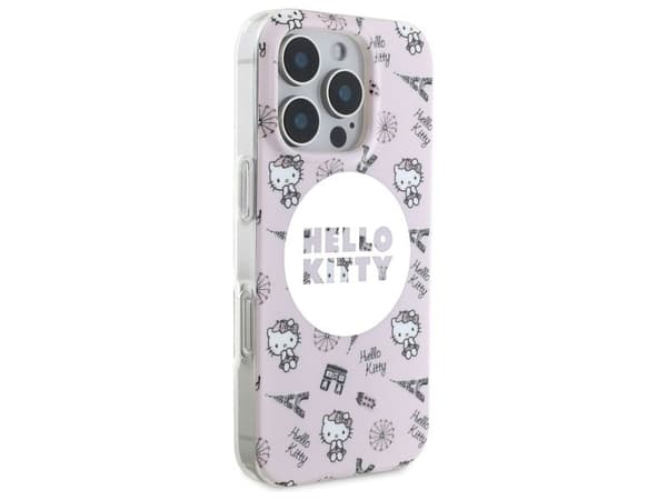 Hurtel Hello Kitty IML All Over Paris MagSafe-deksel til iPhone 16 Pro - rosa