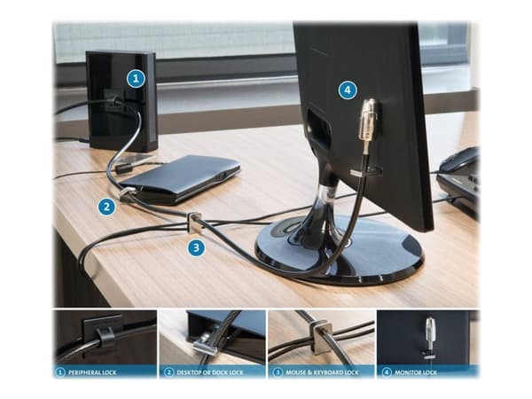 Kensington Desktop and Peripherals Locking Kit 2.0 - Master Keyed - Säkerhetssats för system - 2.44 m