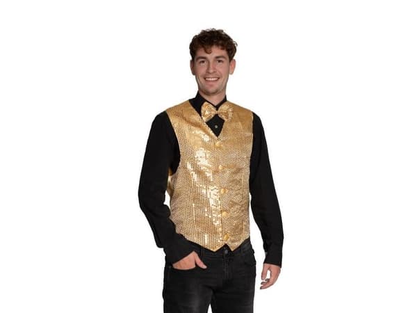 Guld pailletvest og butterfly
