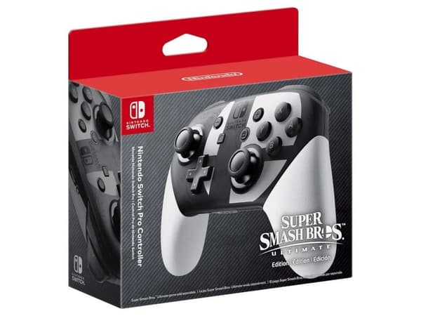 NINTENDO Switch Pro Controller - Super Smash Bros. Ultimate Edition - håndkonsoll - 14 knapper - trådløs - Bluetooth - grå, hvit - for Nintendo Switch