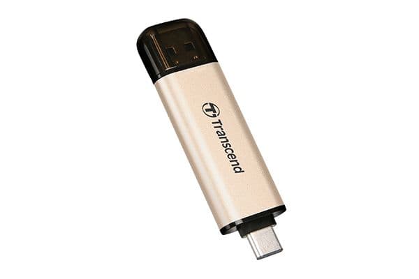 Transcend JetFlash 930C - USB-flashstasjon - 128 GB - USB 3.2 Gen 1 / USB-C - gull