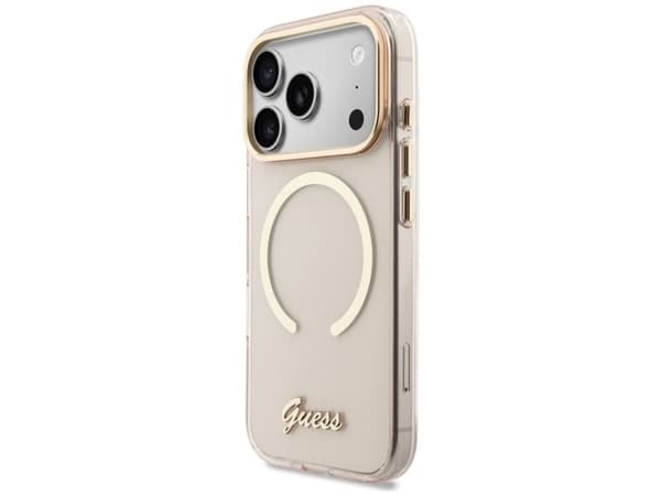 Guess IML Script metall MagSafe-deksel til iPhone 17 Pro - rosa