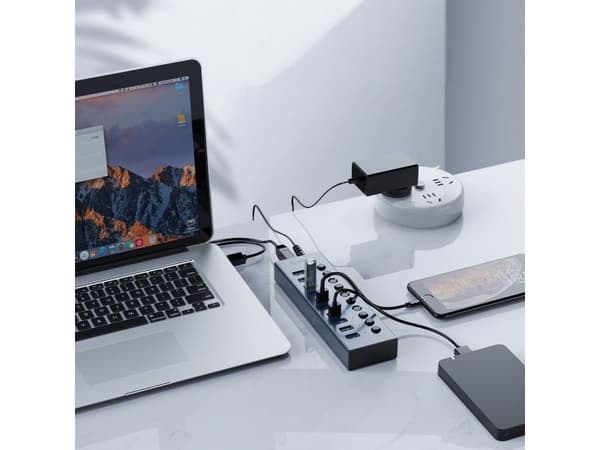 Orico USB-hub 16 porter med bryter USB-A 3.0, grå