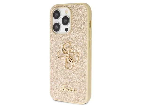 Guess GUHCP14LHG4SGD-deksel til iPhone 14 Pro - gull glitter Script Big 4G