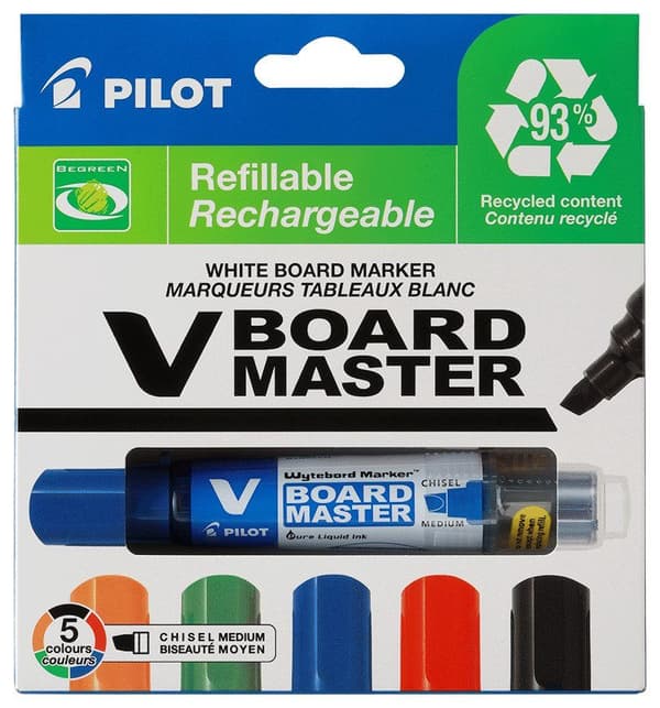 Whiteboardmarkers Pilot V-Board Master ass. färger - (5 st.)