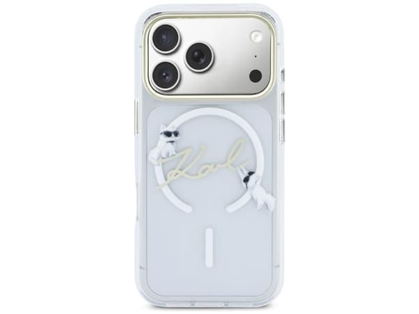 Karl Lagerfeld IML Choupettes Karl Script Logo MagSafe Case for iPhone 17 Pro Max - Clear