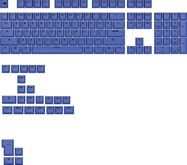 Glorious GPBT Basics keycaps ANSI US-layout PBT Dye-Sub – Mana Blue