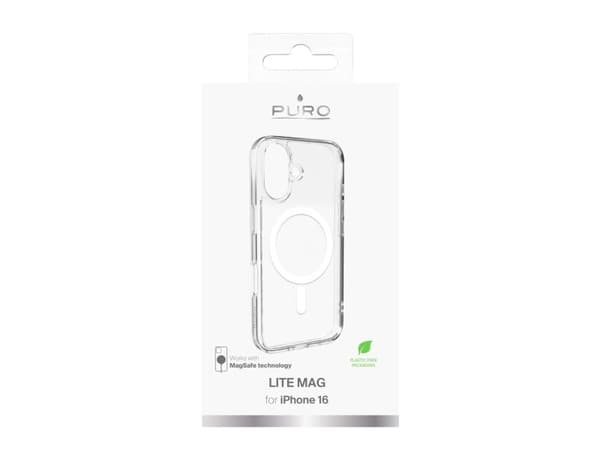 PURO Lite Mag, Suojus, Apple, iPhone 16, 15,5 cm (6.1"), Läpinäkyvä