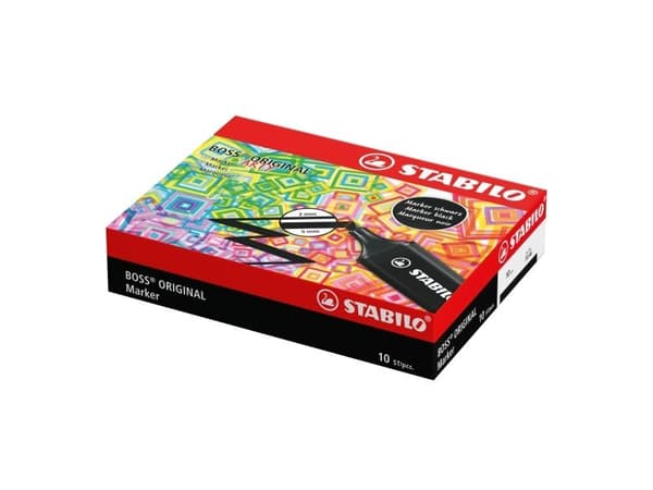 STABILO BOSS ORIGINAL, 1 stykker, Sort, 18 år, Meisel tupp, Sort, Plast