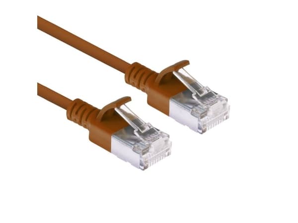 ACT Brown 2 m LSZH U/FTP CAT6A datacenter slimline patchkabel, snagless med RJ45 (DC7202)