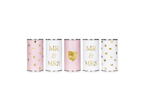Party Deco bröllopsskyltar Mr & Mrs 14x7 cm, 5 st