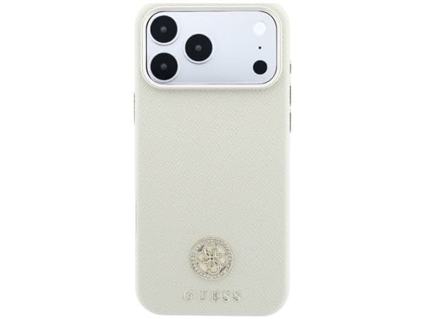 Guess Grained Round Strass Logo MagSafe Case for iPhone 18 Pro / 17 Pro - Beige