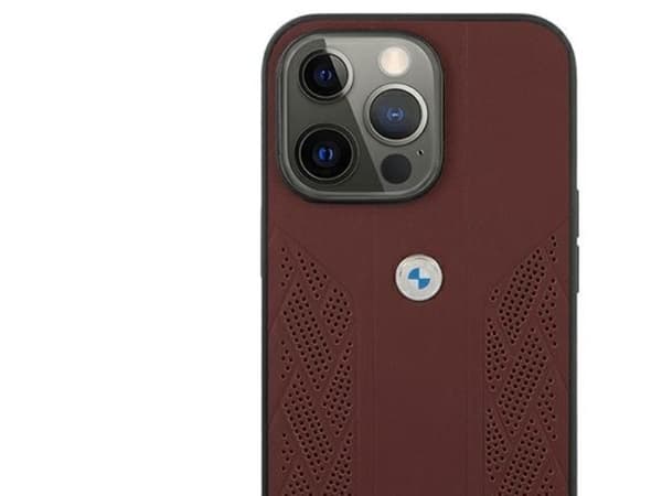 BMW lærperforert kurvet etui til iPhone 13 Pro / iPhone 13 - rød