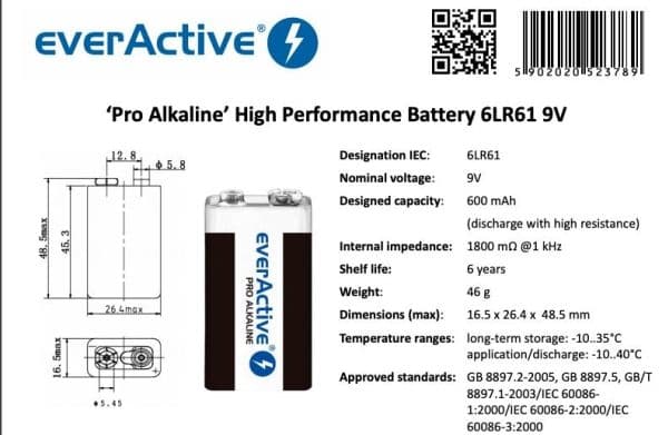 EverActive 6LR61PRO alkaliske batterier (x 10)