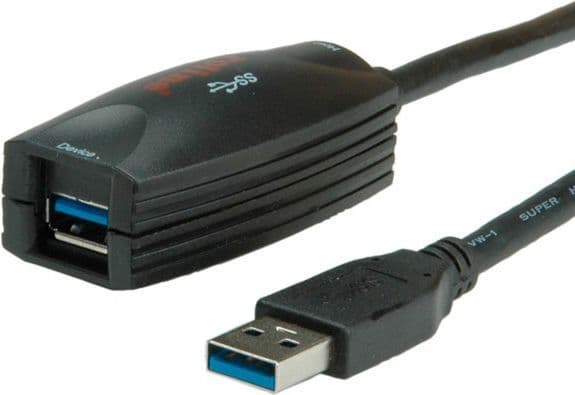 ROLINE USB 3.0 Active Repeater, 5 m, USB A, USB A, Sort