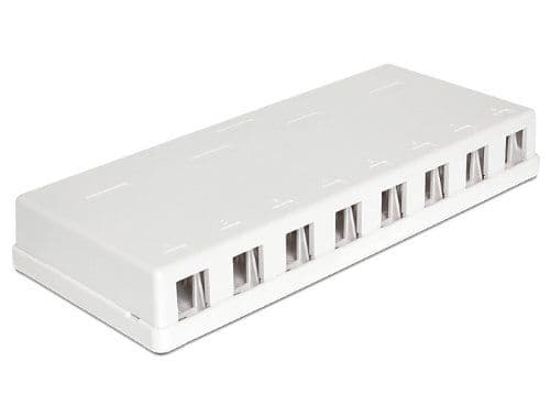 Delock Keystone Surface Mounted Box - Chassi med modulär insättning - vit - 8 portar