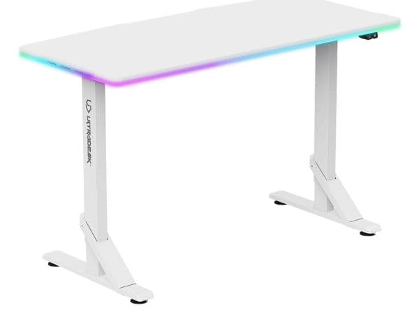Ultradesk IRON, Rett, Rektangulær form, Spilling, Matt, Hvit, T-ben