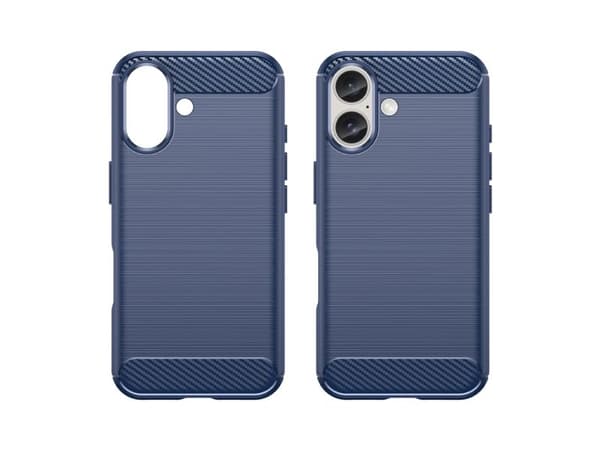 Kolfiberfodral till iPhone 16 Plus - blå