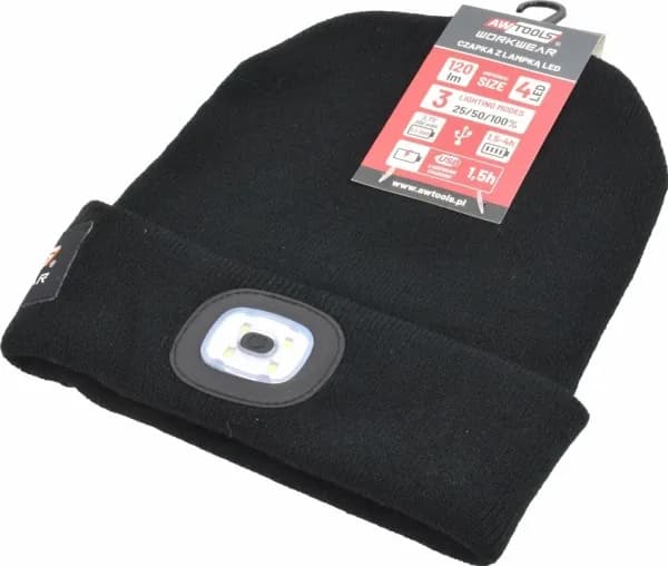AWTOOLS caps med LED-lampe 80 lm svart