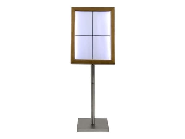 Securit® CLASSIC LED Informationsdisplay 125 til 4xA4, teak - komplet kit
