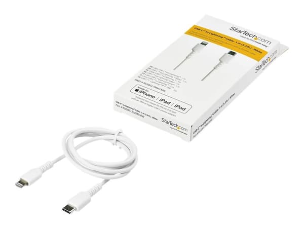 StarTech.com RUSBCLTMM1MW, 1 m, USB C, Lightning, Valkoinen, Uros, Uros