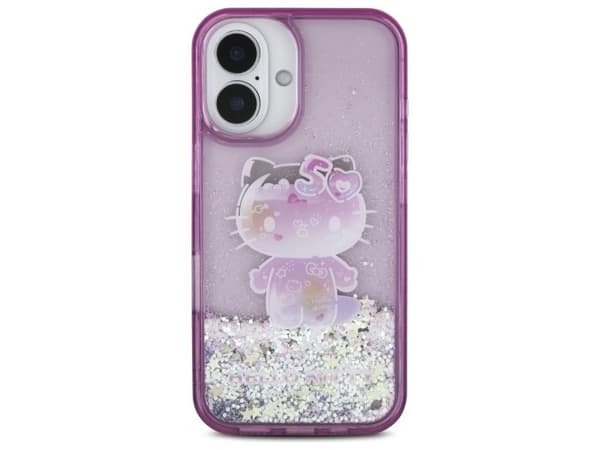 Hello Kitty Liquid Glitter 50th Anniversary Party-etui til iPhone 16 - lilla