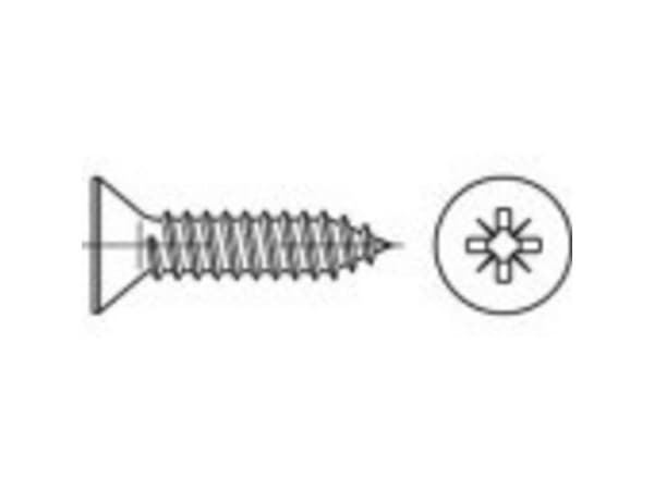 TOOLCRAFT senkhode skrue 16 mm kryss Philips, rustfritt stål A2, 500 stk