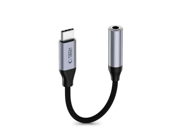 Adapter AV Tech-Protect TECH-PROTECT ULTRABOOST ADAPTER USB-C TO MINI JACK 3.5MM DAC IRON GREY