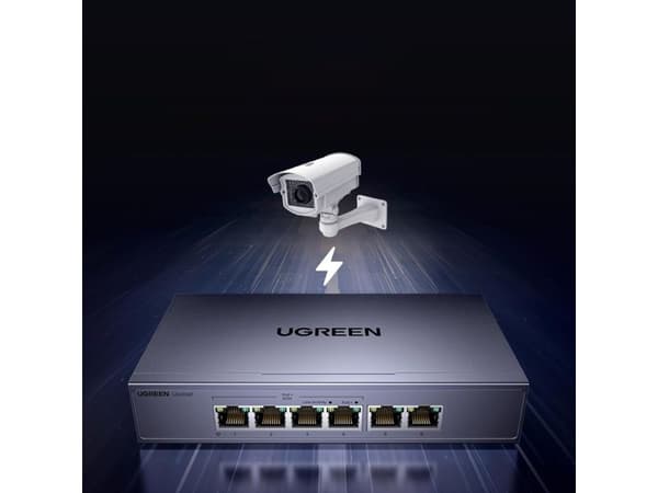 Switch Ugreen 6-port 1 Gbps Ethernet-switch med PoE - grå