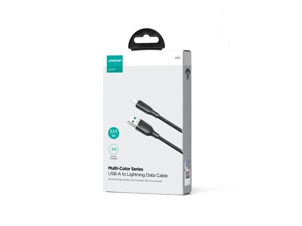 Joyroom multifarvet serie S-A34 USB-A / Lightning 3A kabel 1m - sort